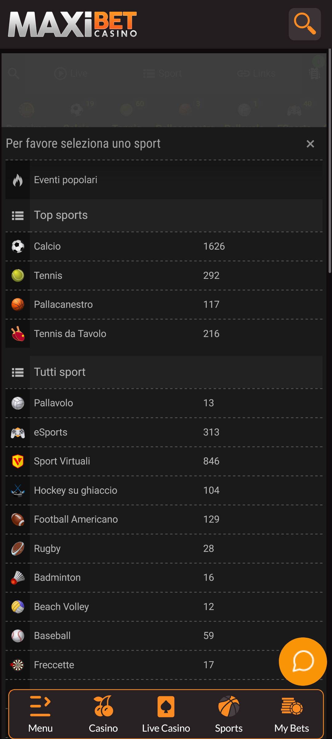 L'offerta di scommesse sportive di Maxibet
